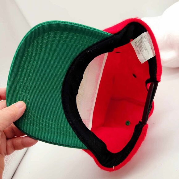 Vintage Santa Claus Cap Happy Holidays Embroidered Snapback Hat Long Pointed Elf - Picture 6 of 7